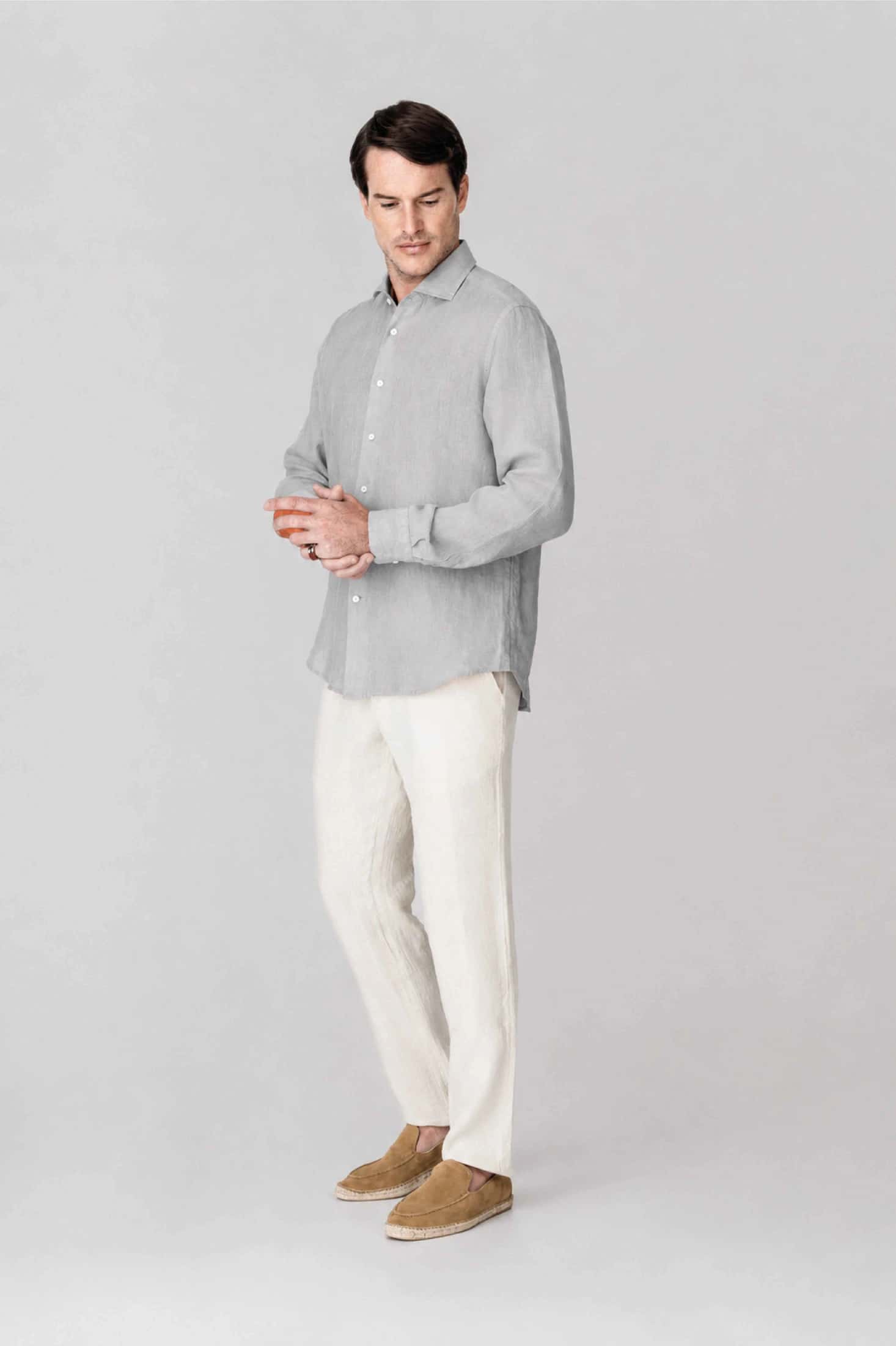 Men's linen shirt icy gray