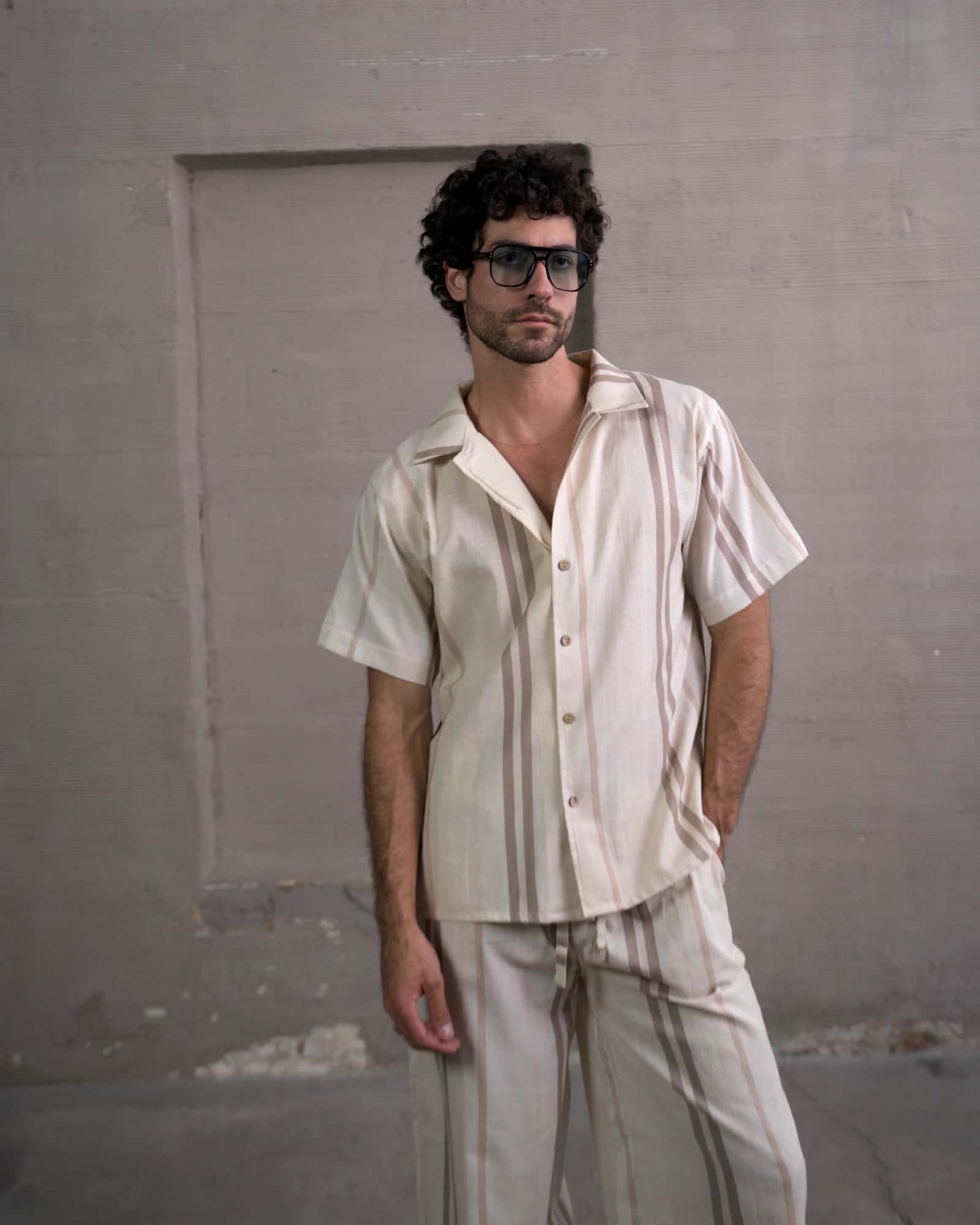 Camisa 3/4 Brown lines