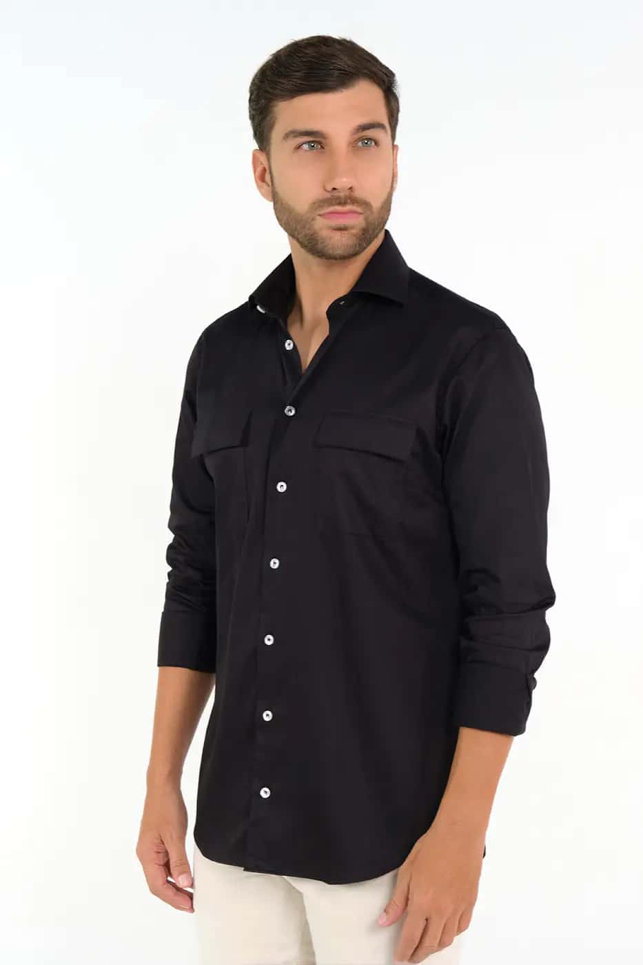 Camisa Slim Fit 100% Algodón Negro