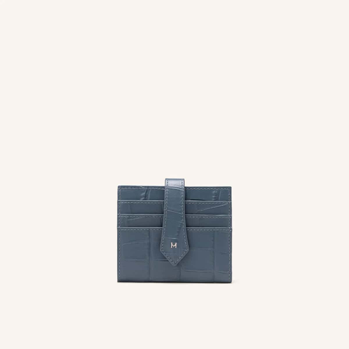 Tarjetero Broche Con Compartimiento Azul Siena