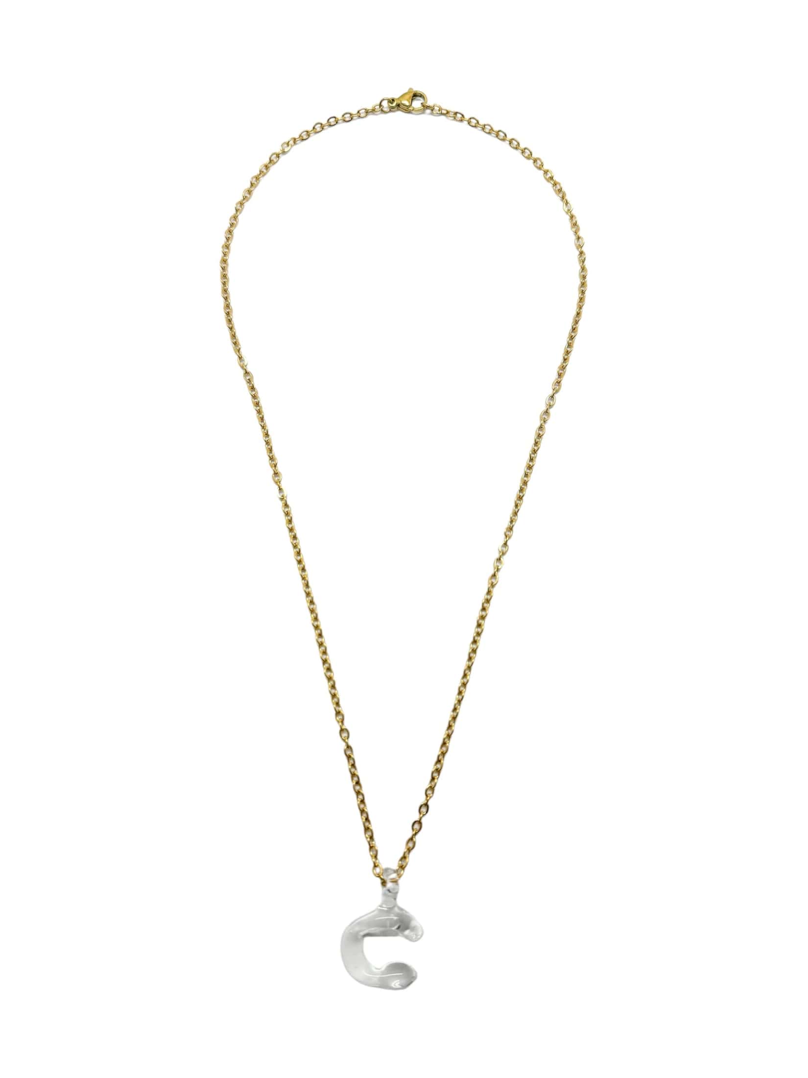 clear glass necklace 1 letter - miniatura 3