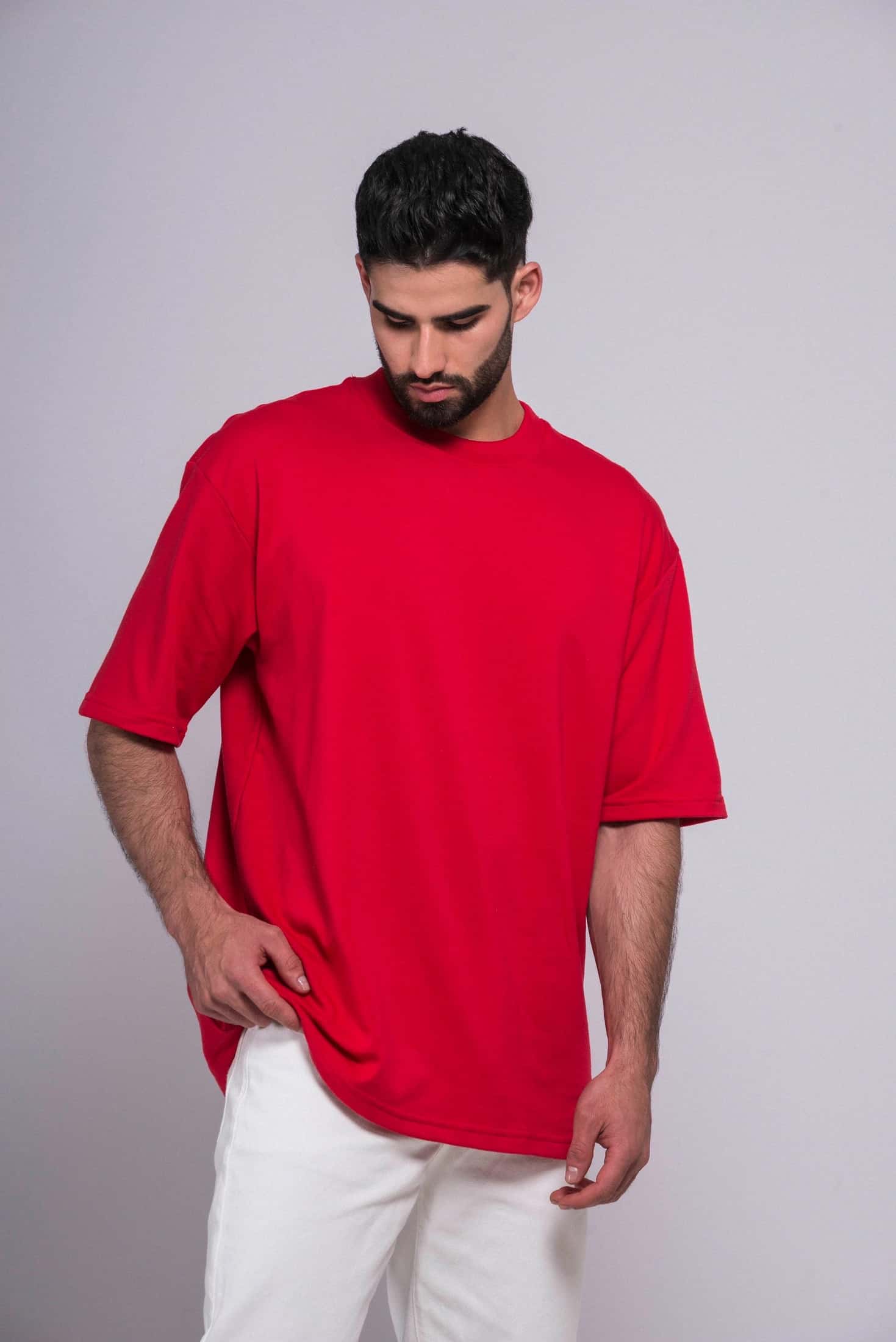 CAMISETA ROJA 14052  OVERSIZE BASICA SVG