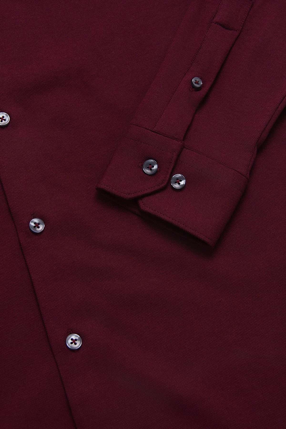 Camisa Piqué Algodón Borgoña - miniatura 3