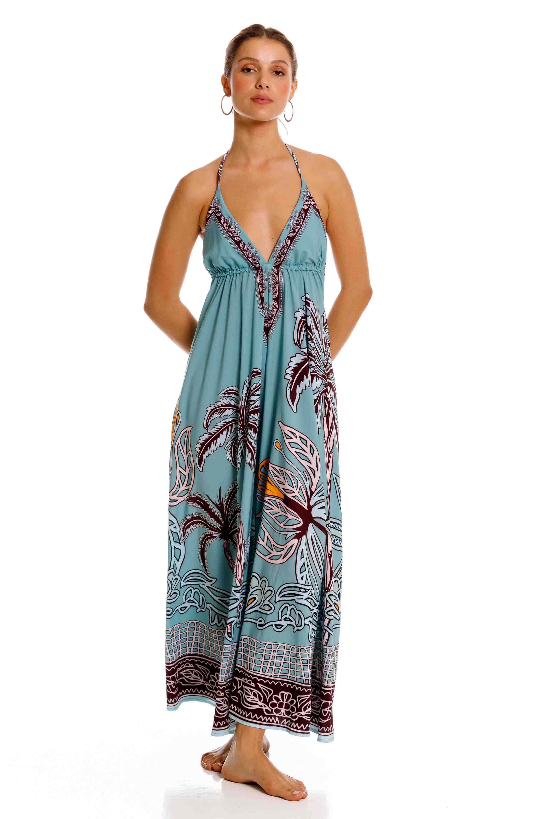 Vestido Largo Bohemia Maxipalms Verde