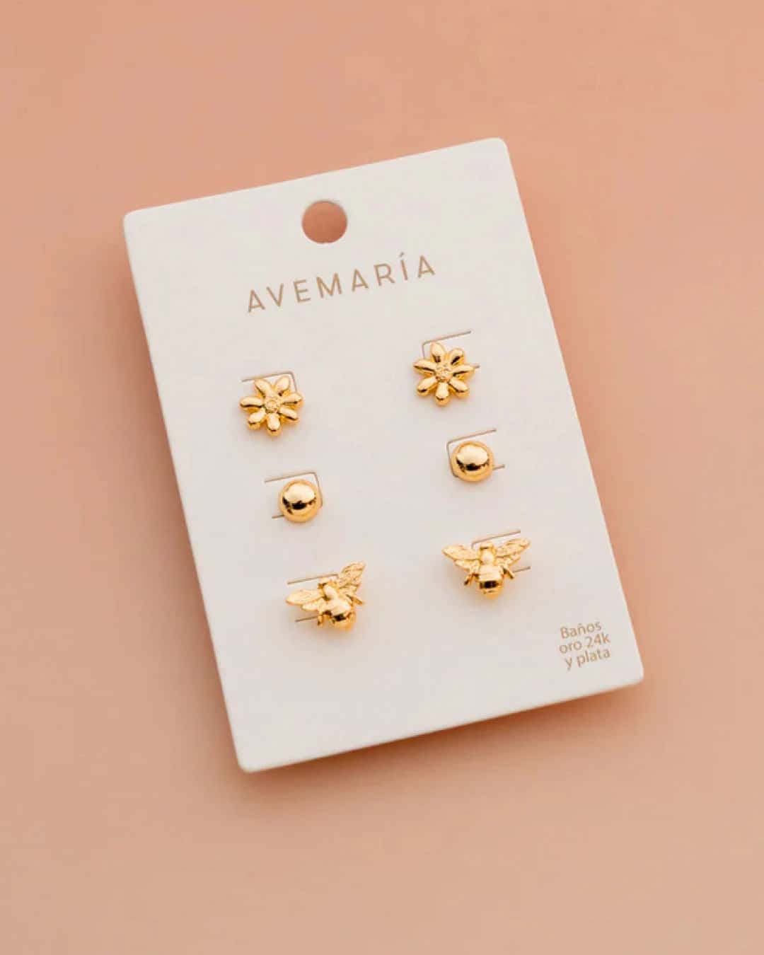 Set X3 Aretes Flor Y Abeja