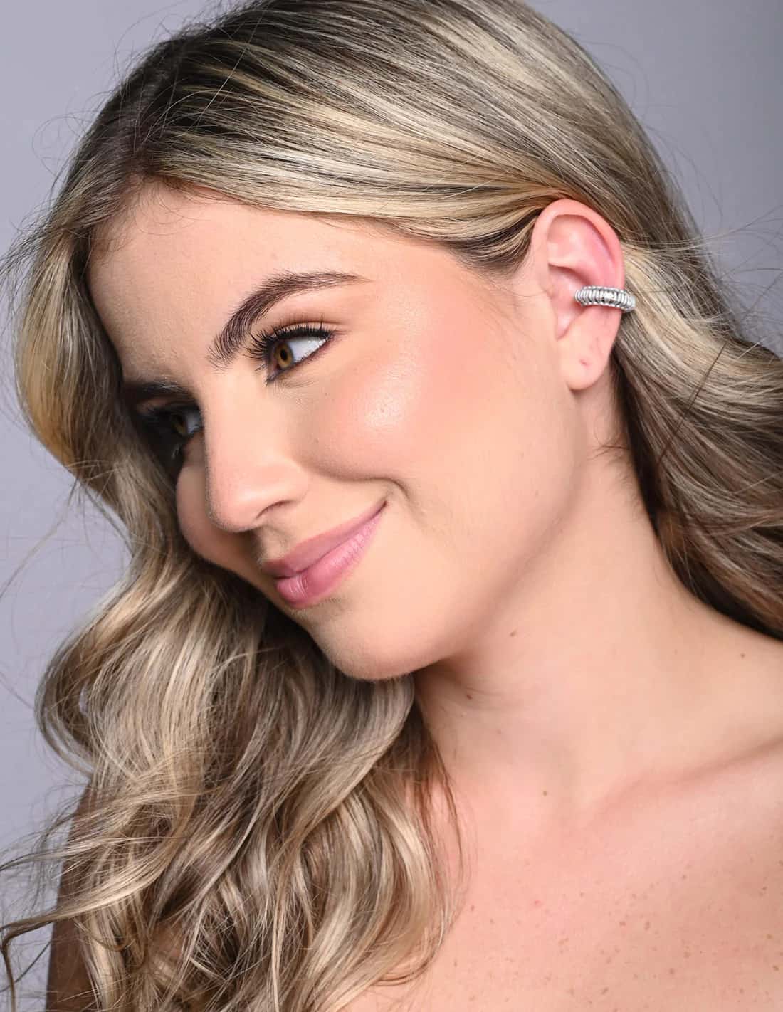 Ear Cuff Luna Llena Plateado - miniatura 2