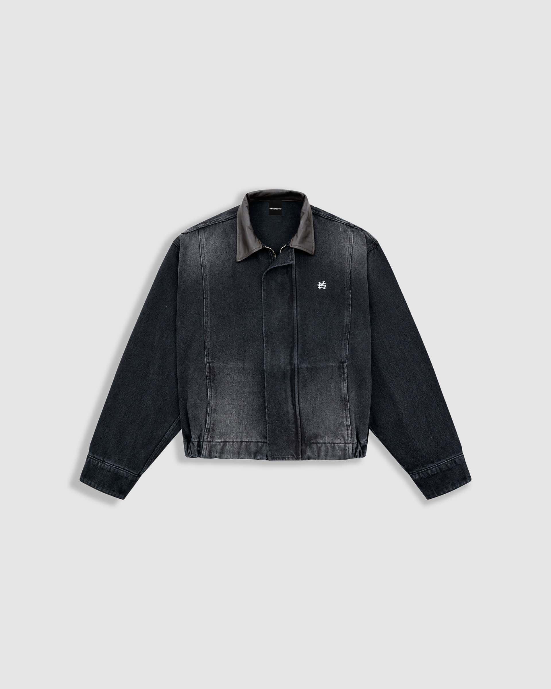 Aviator Denim Jacket - Negro Desgastado