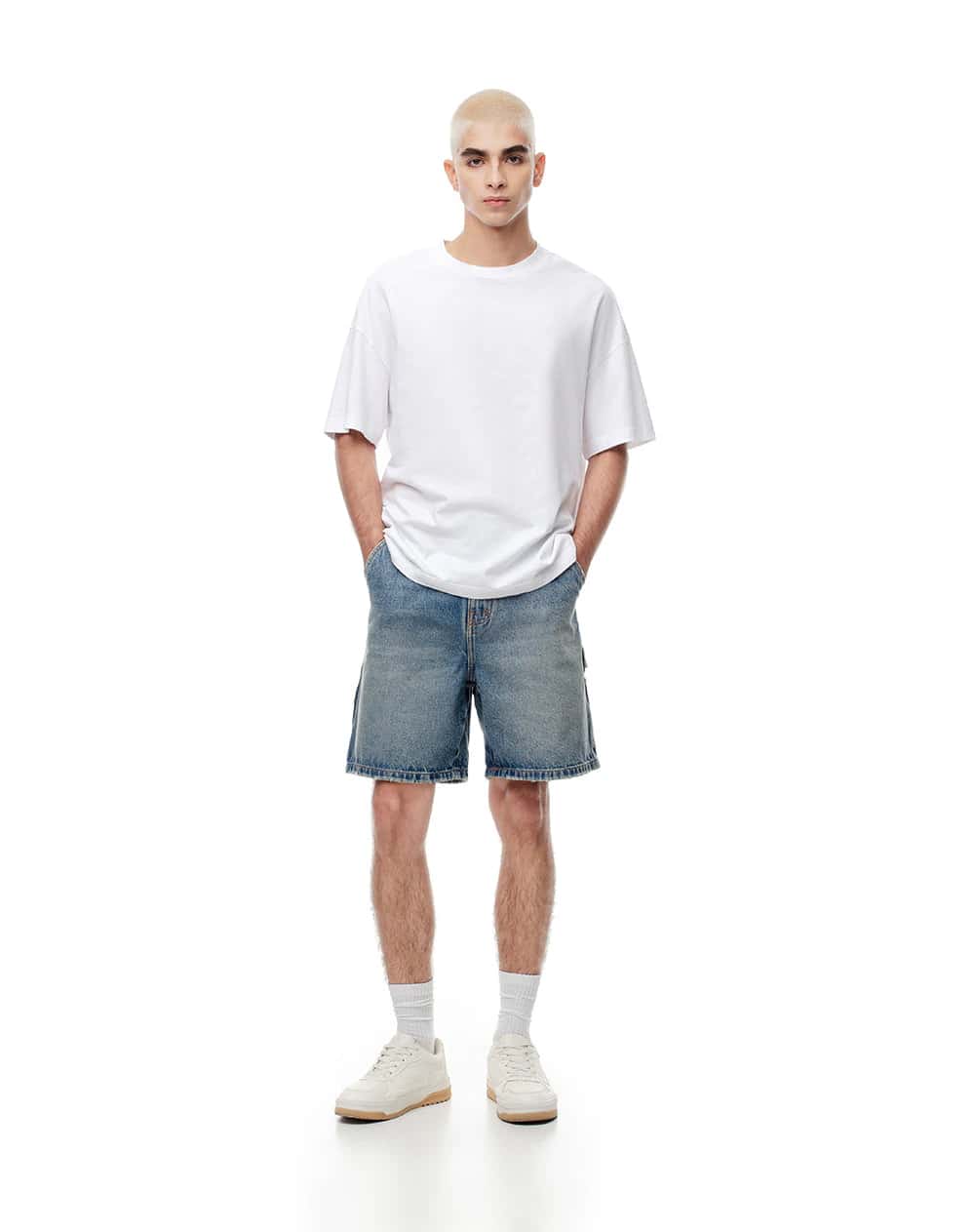 Bermuda denim regular índigo medio hombre