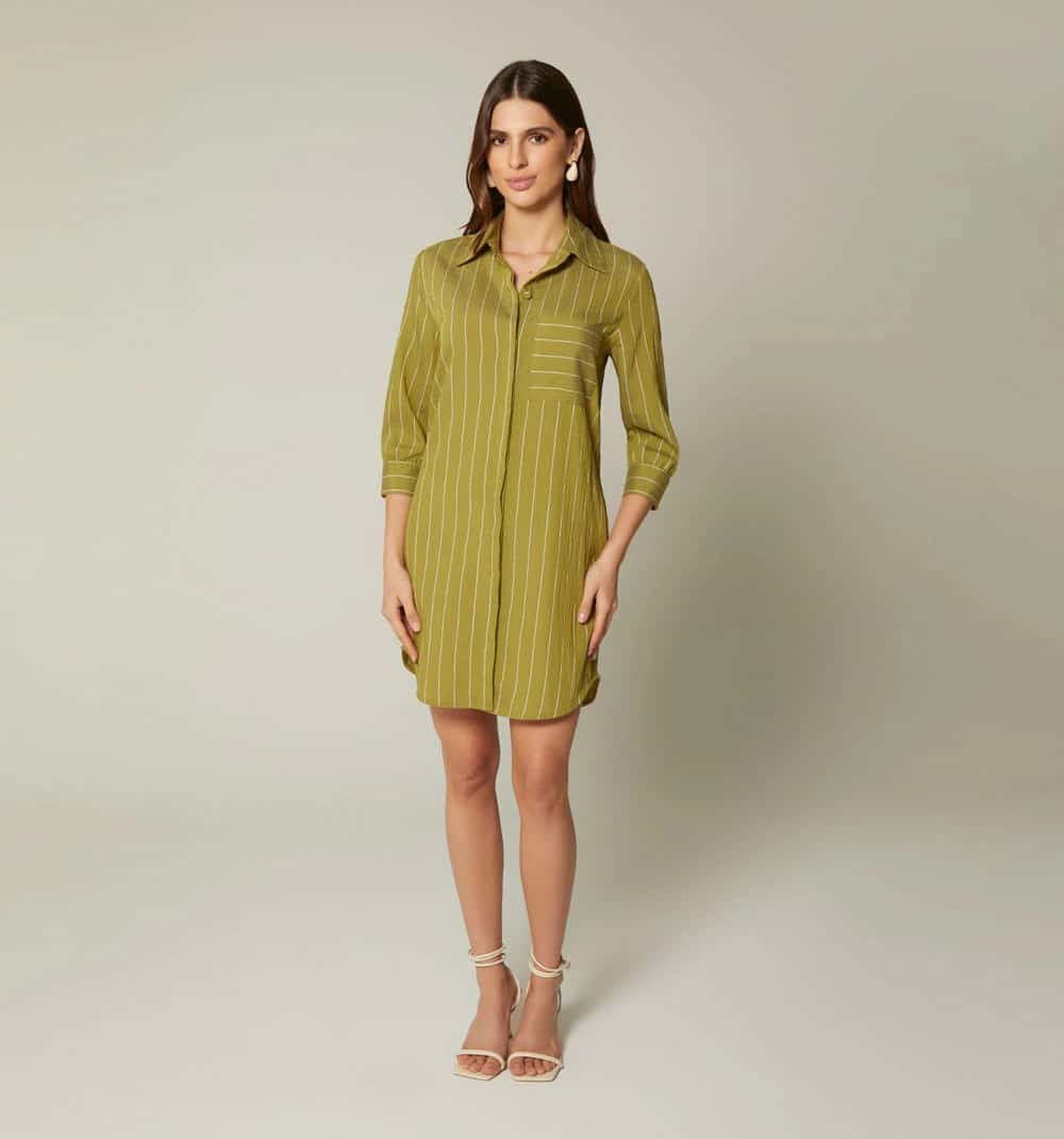 Vestido camisero manga 3/4
