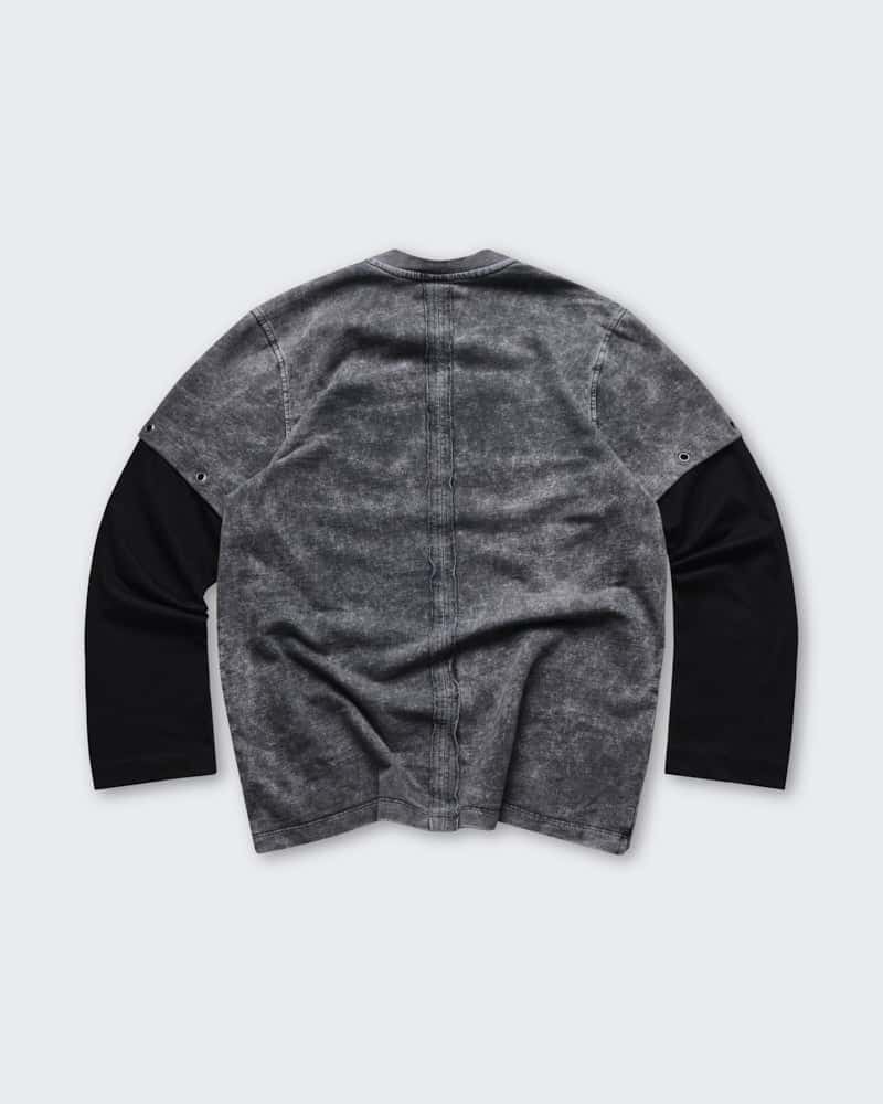 Camiseta Gris Oversize Doble Manga Raw - miniatura 6