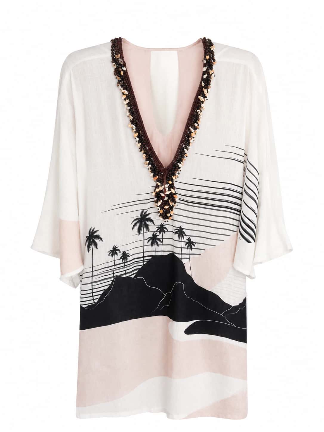 Andina Linen Mini Tunic / Black Tropical Landscape Exclusive