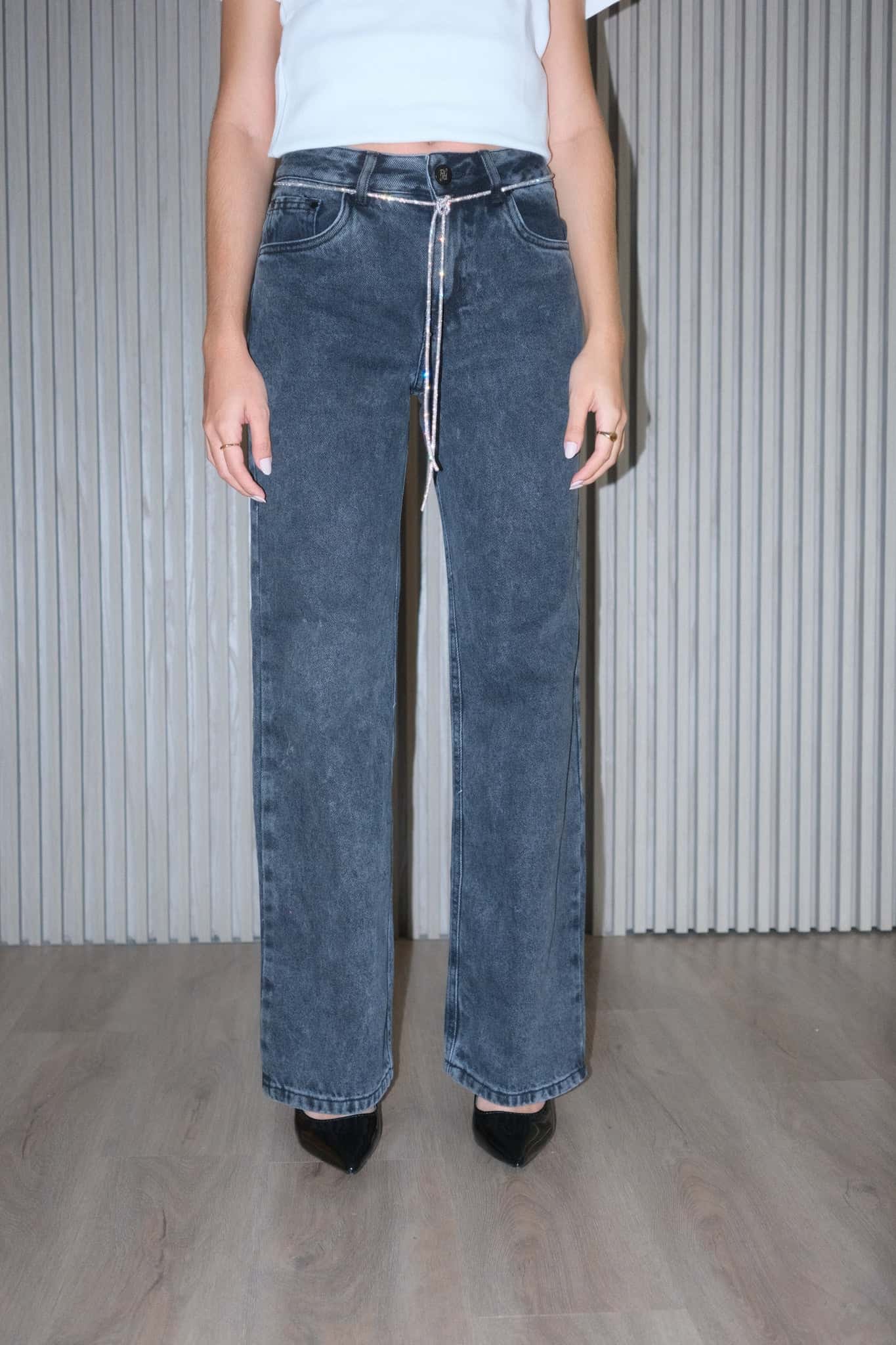 Gray Jeans Sparkling Belt