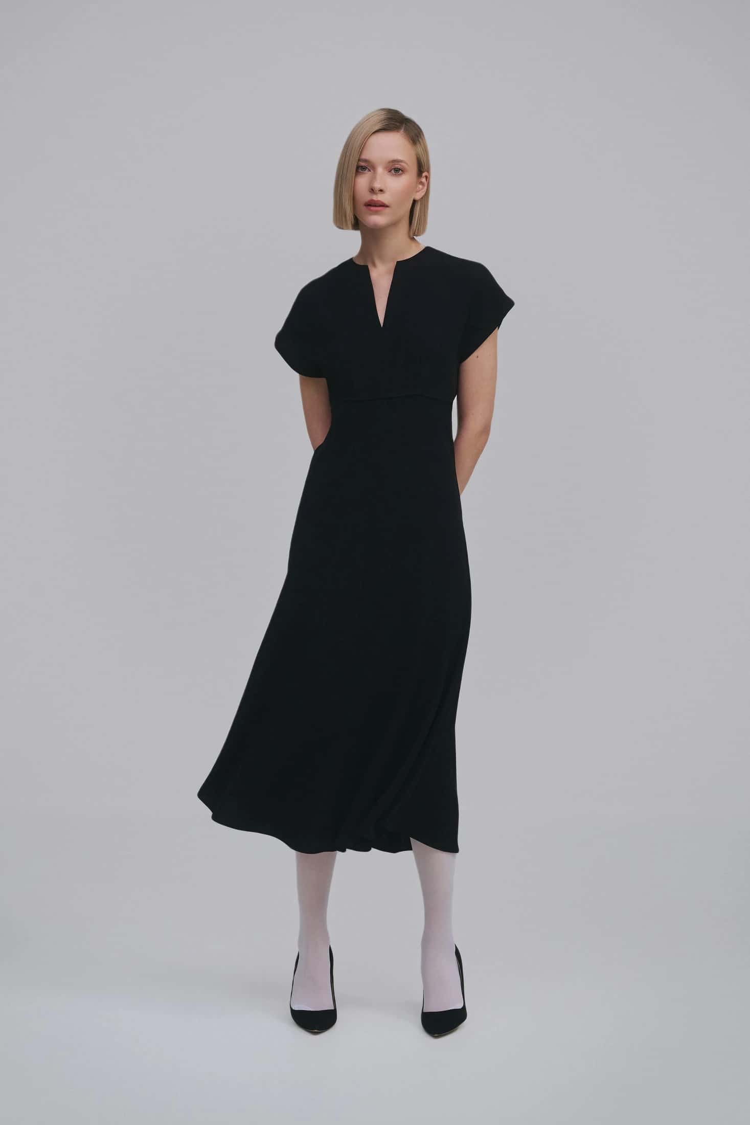 Bias-Cut Kimono-Sleeve Midi Dress