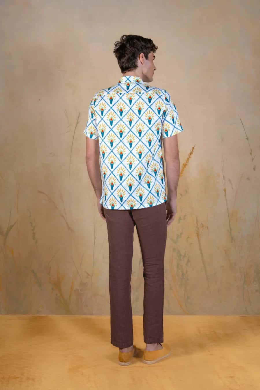 Aurum linen bowling shirt white - miniatura 3