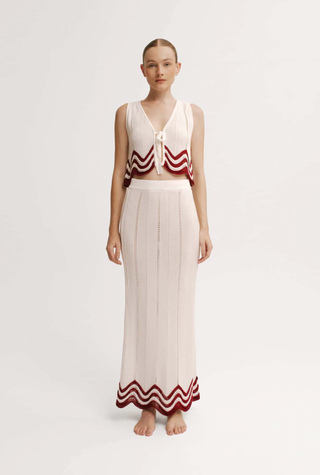 Crop Top Mujer Riley & Falda Larga Mujer Maya Malva - Tejido