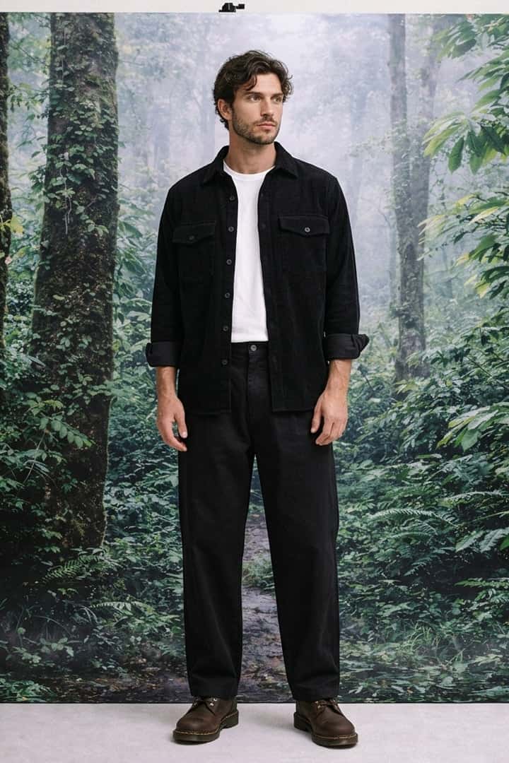 Camisa corduroy/pana negra