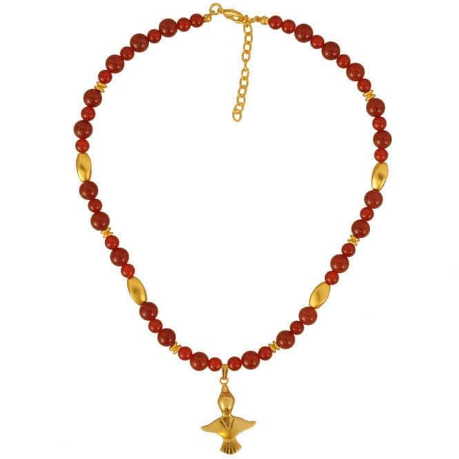 Collar cornalina y dije ave en vuelo Tolima