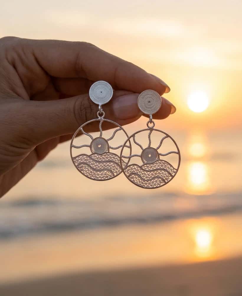 Aretes Horizonte en Filigrana Plata ley 950