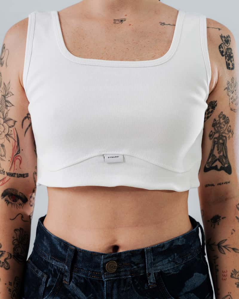 Crop Top Blanco Para Mujer Escote Cuadrado - miniatura 2