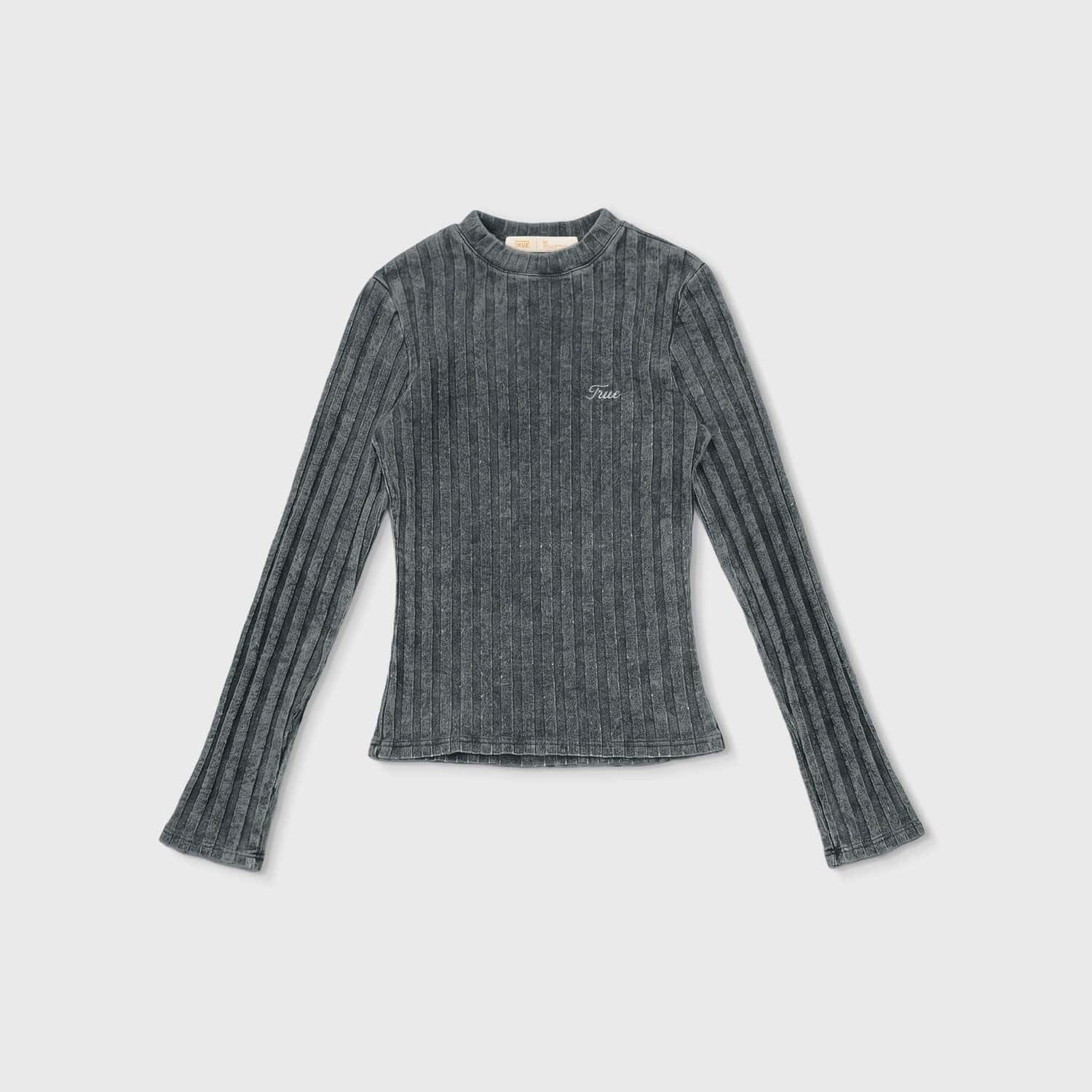 Slim Ribbed Long Sleeve - Washed Black