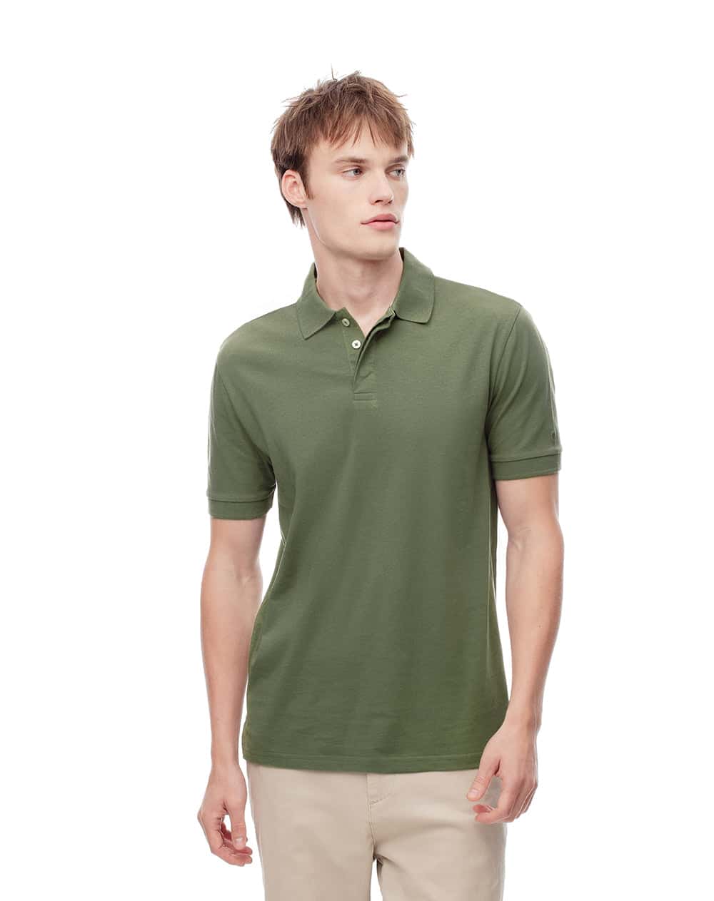 Polo slim algodón verde hombre