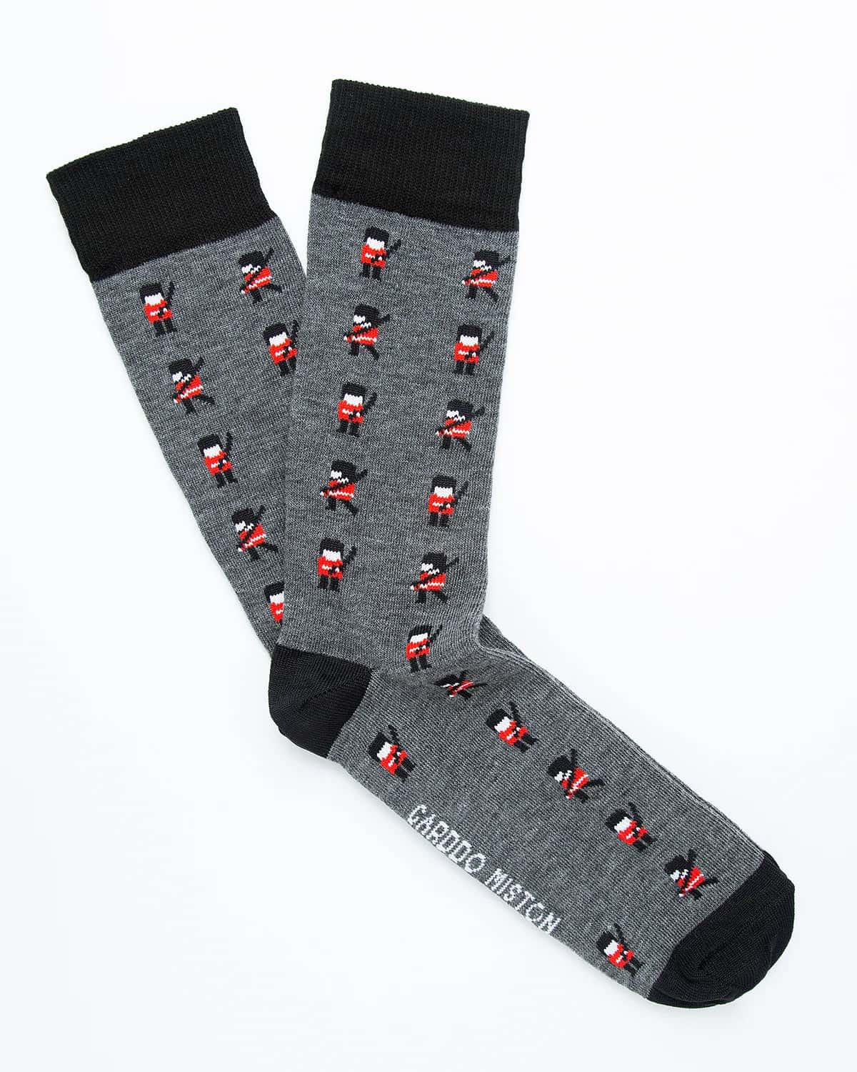 Medias Algodón Estampado Soldados Ingleses - Fondo Gris