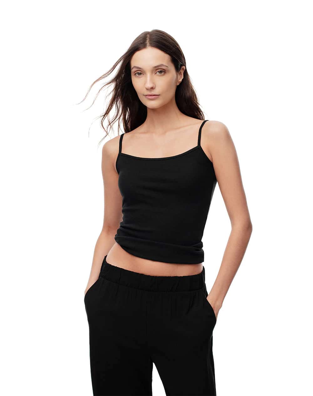 Camisilla slim algodón negra mujer