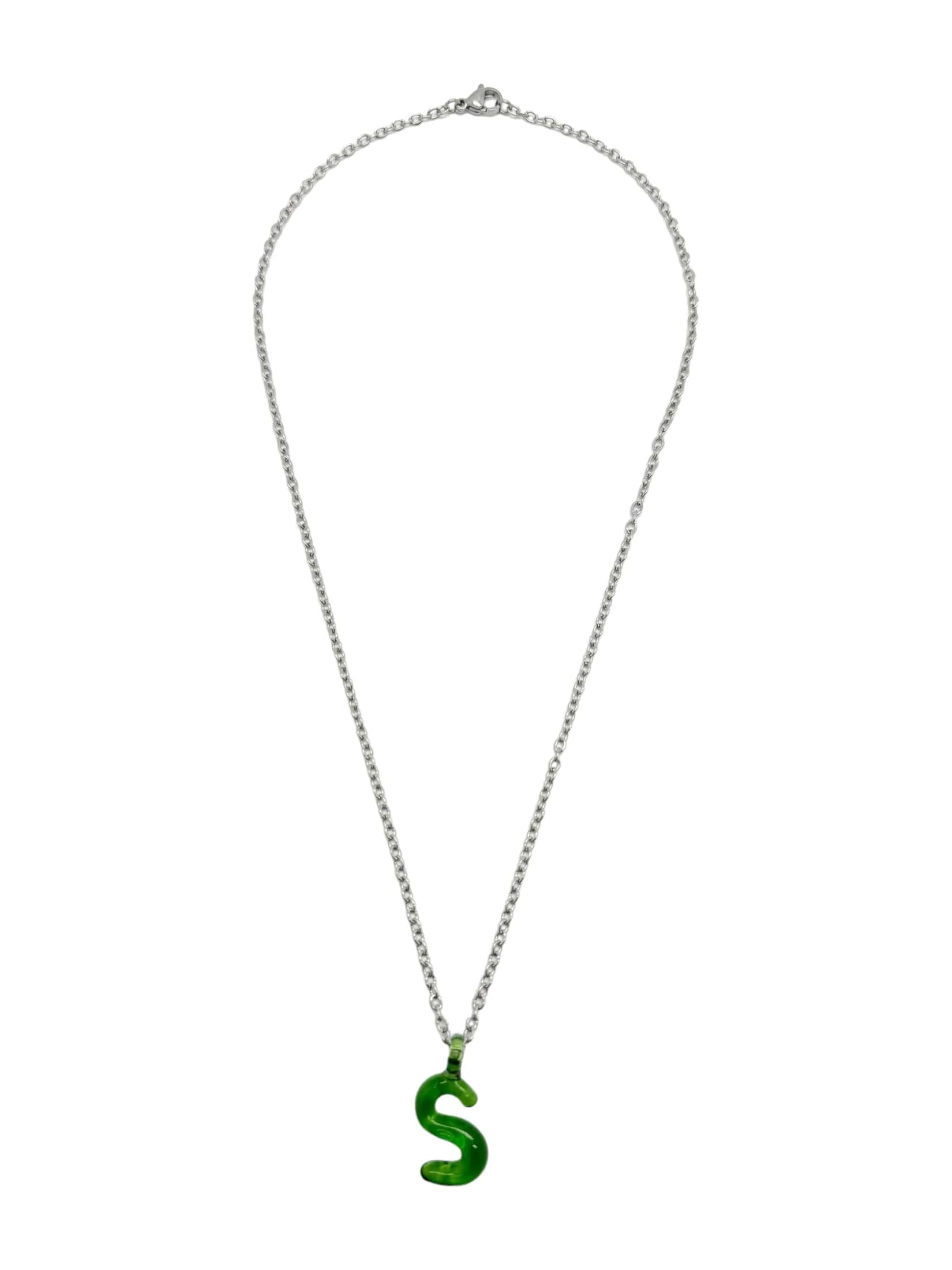 green glass necklace 1 letter - miniatura 11