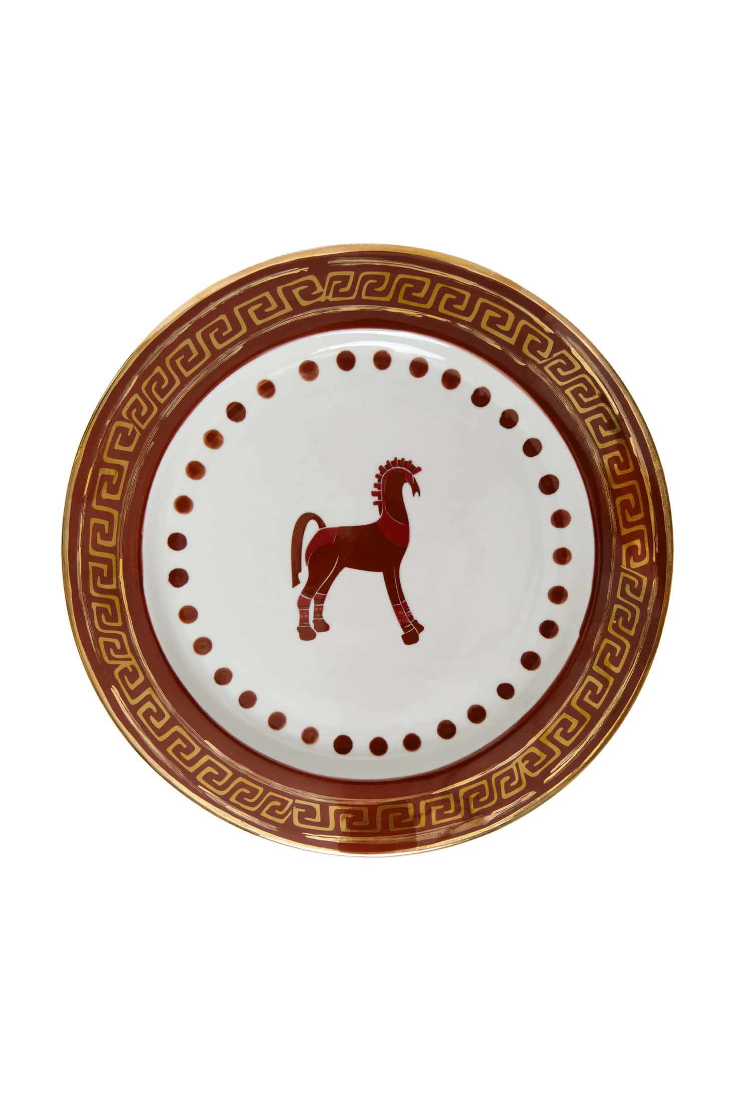 Solana Horse Dinner Plate / Chocolate & Gold