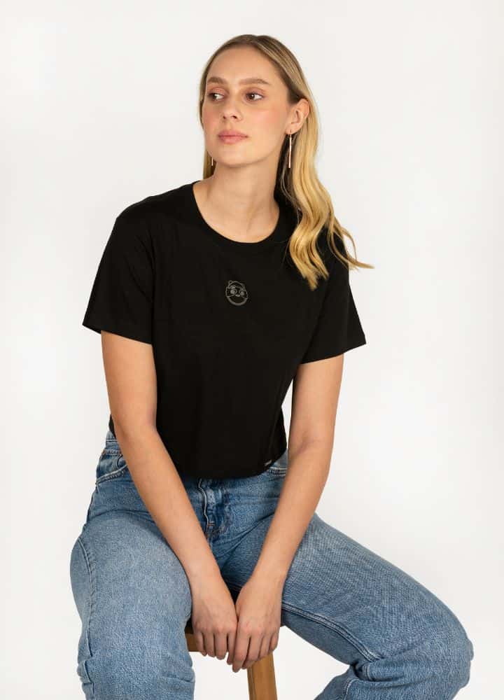 Classic Crop Top Rib - Negro