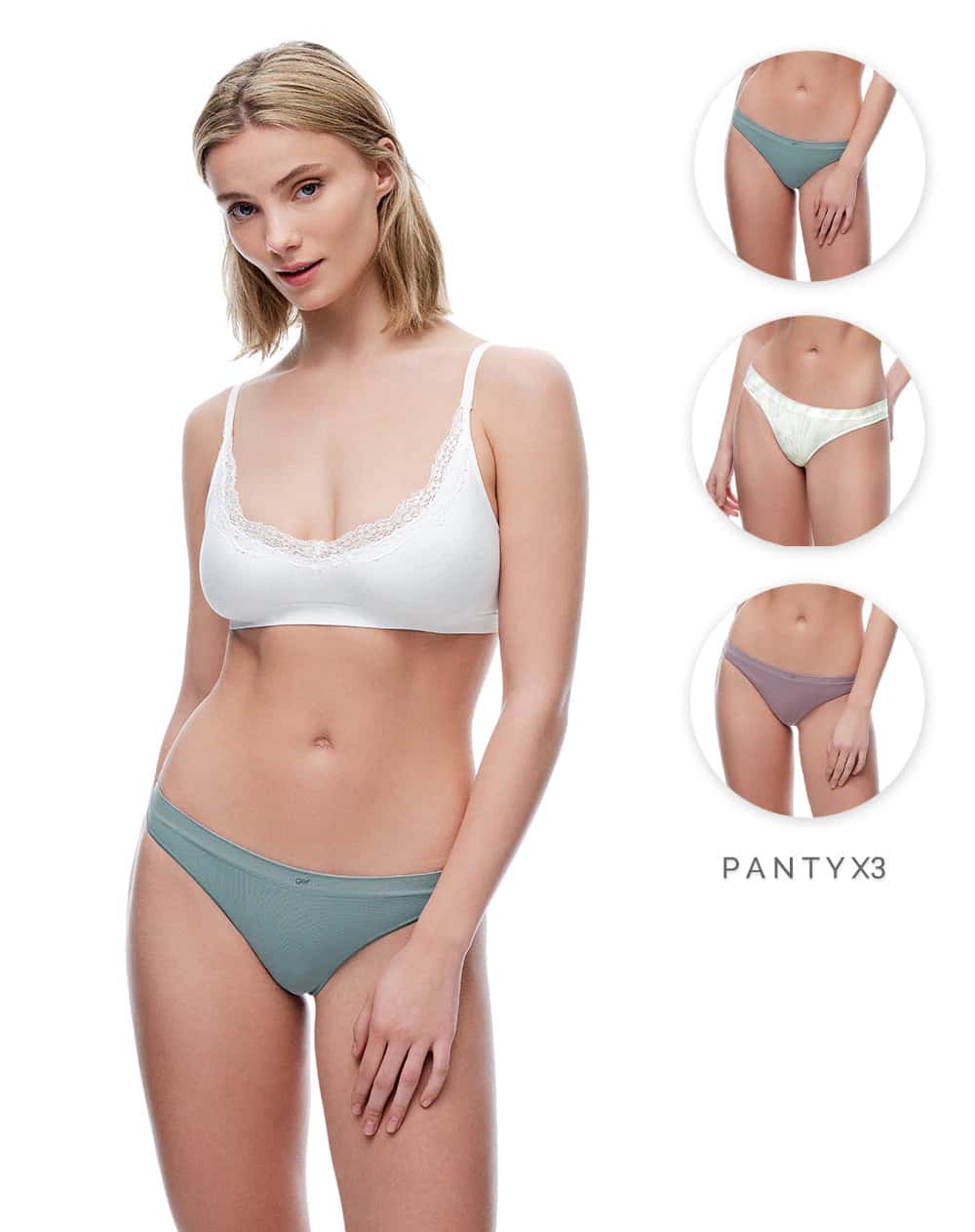 Panty tipo tanga seamless tiro medio x3unds surtido mujer