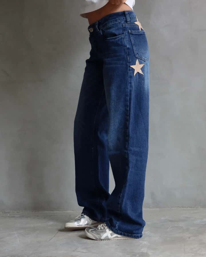 JEAN EXTRA LOW STRAIGHT FIT CROC BEIGE STARS AZUL - miniatura 8