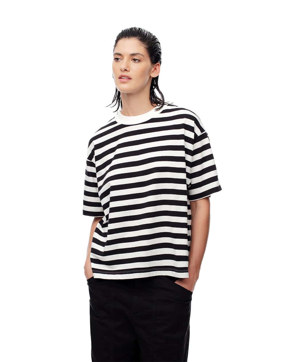 Camiseta oversize algodón rayas mujer