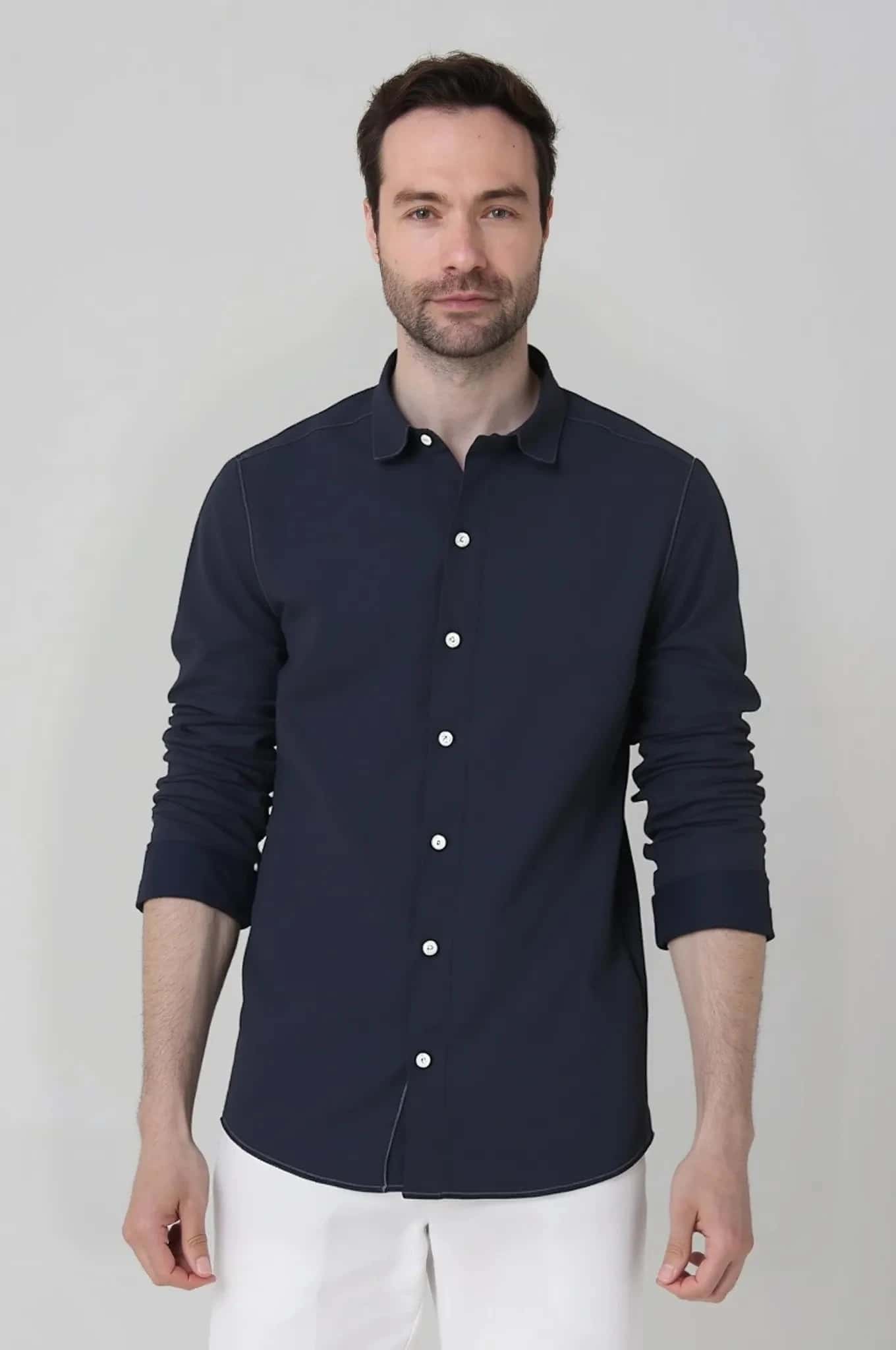 Camisa en lino algodon manga larga para hombre Jon Sonen 010224025