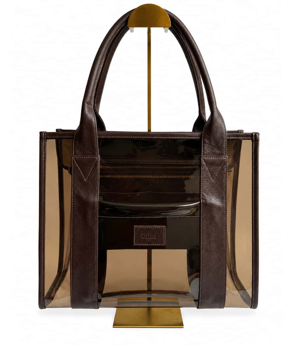 Bolso Tote Vinilo Oscuro Café