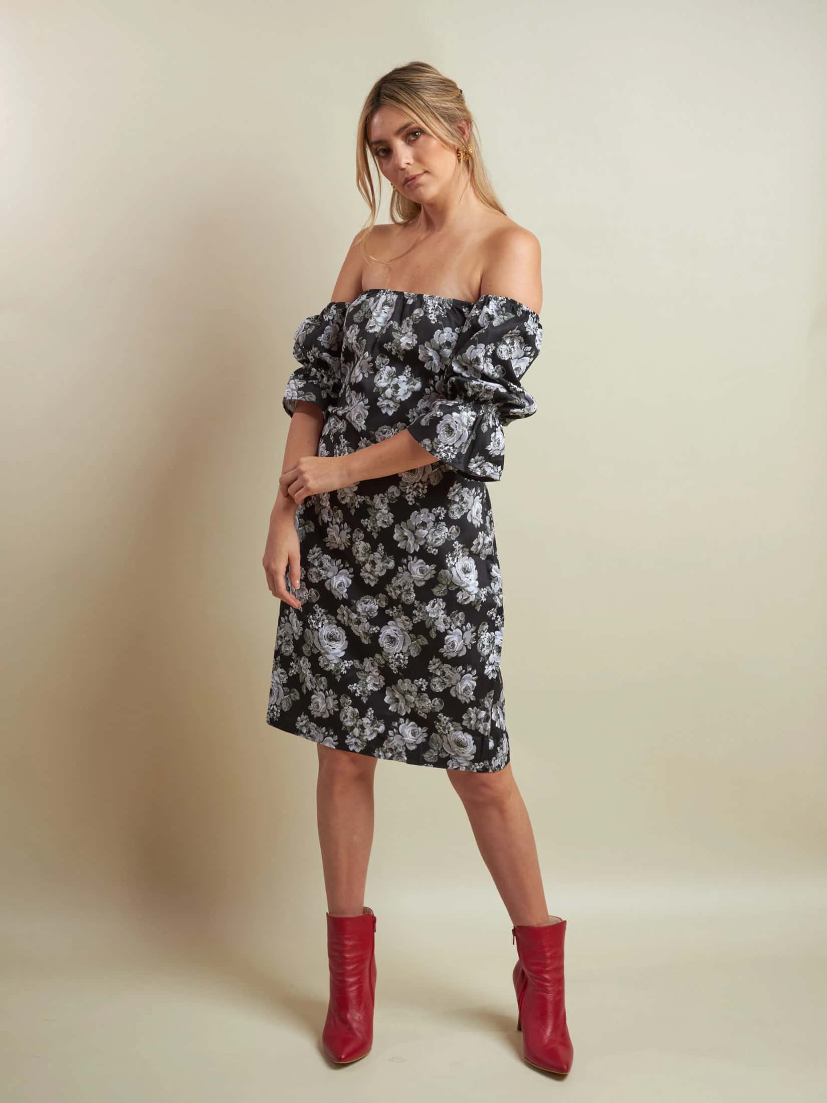 Vestido Mireya Negro Estampado - miniatura 2