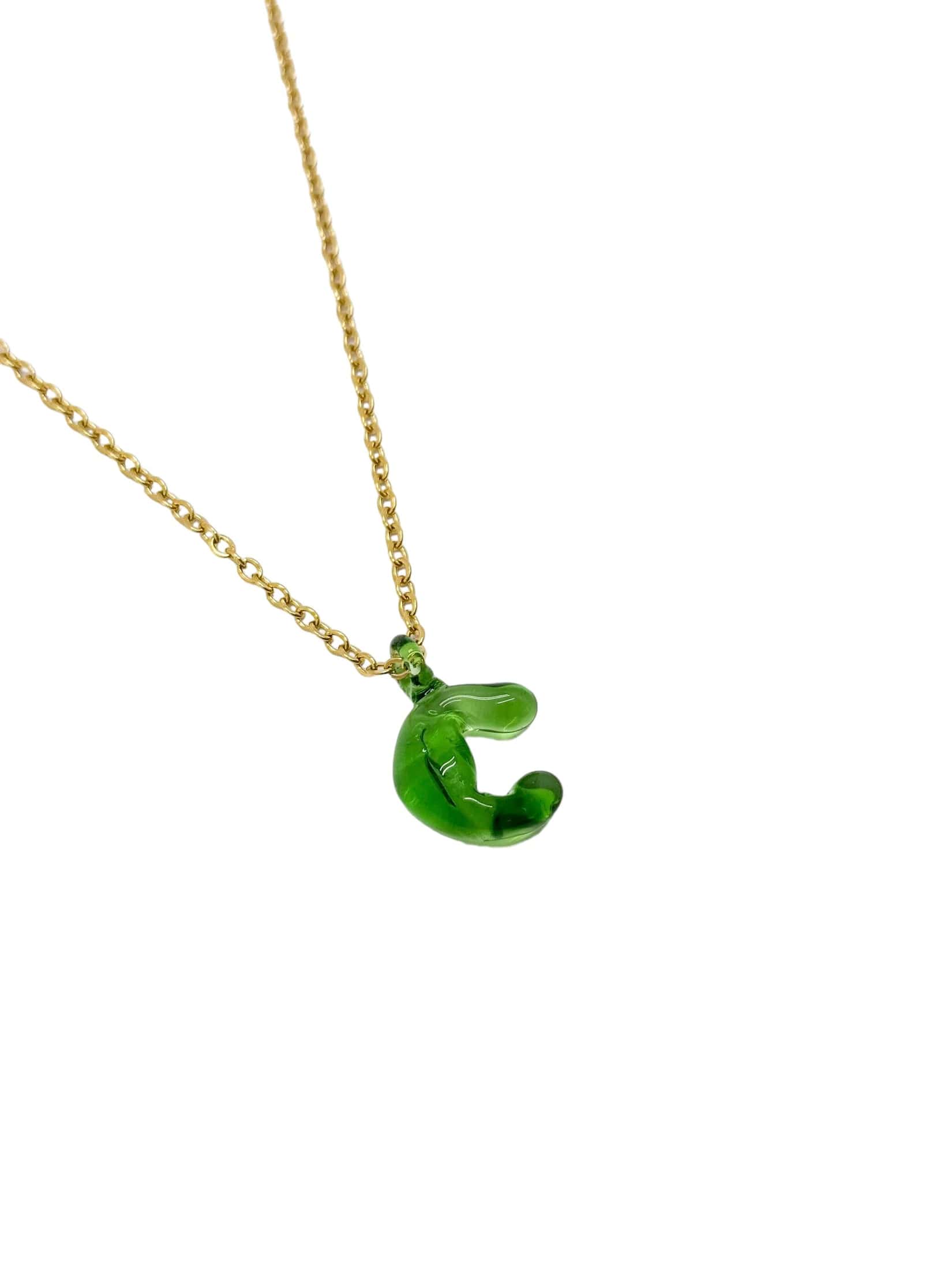 green glass necklace 1 letter - miniatura 14