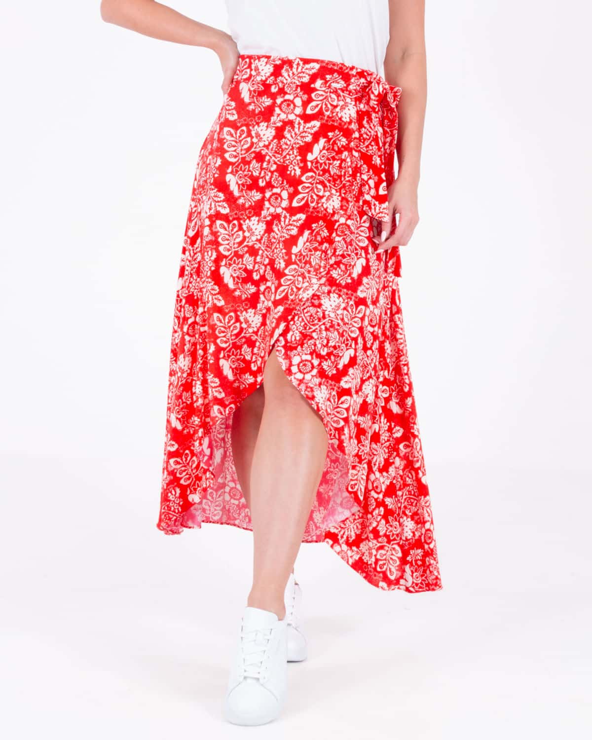 Falda rojo estampado para mujer