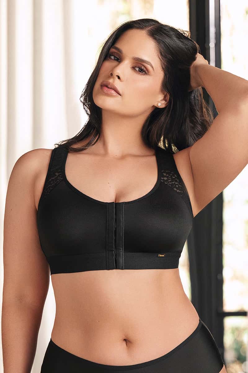 Top Broche Frontal Negro
