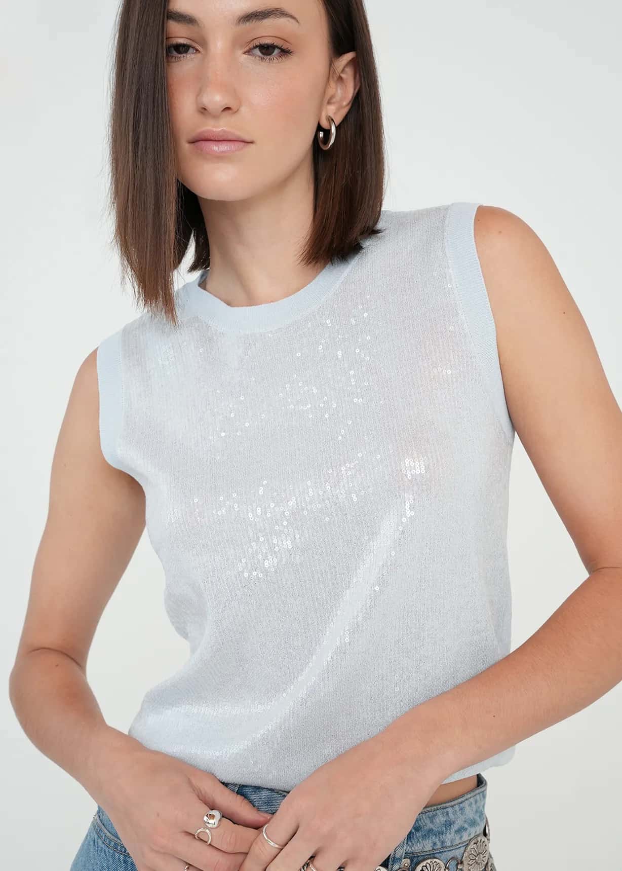Camiseta tejida con lentejuelas