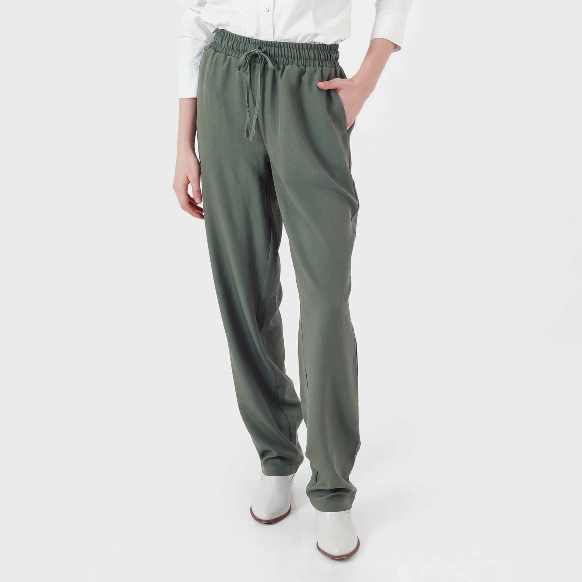 Pantalón básico bota recta cintura elástica