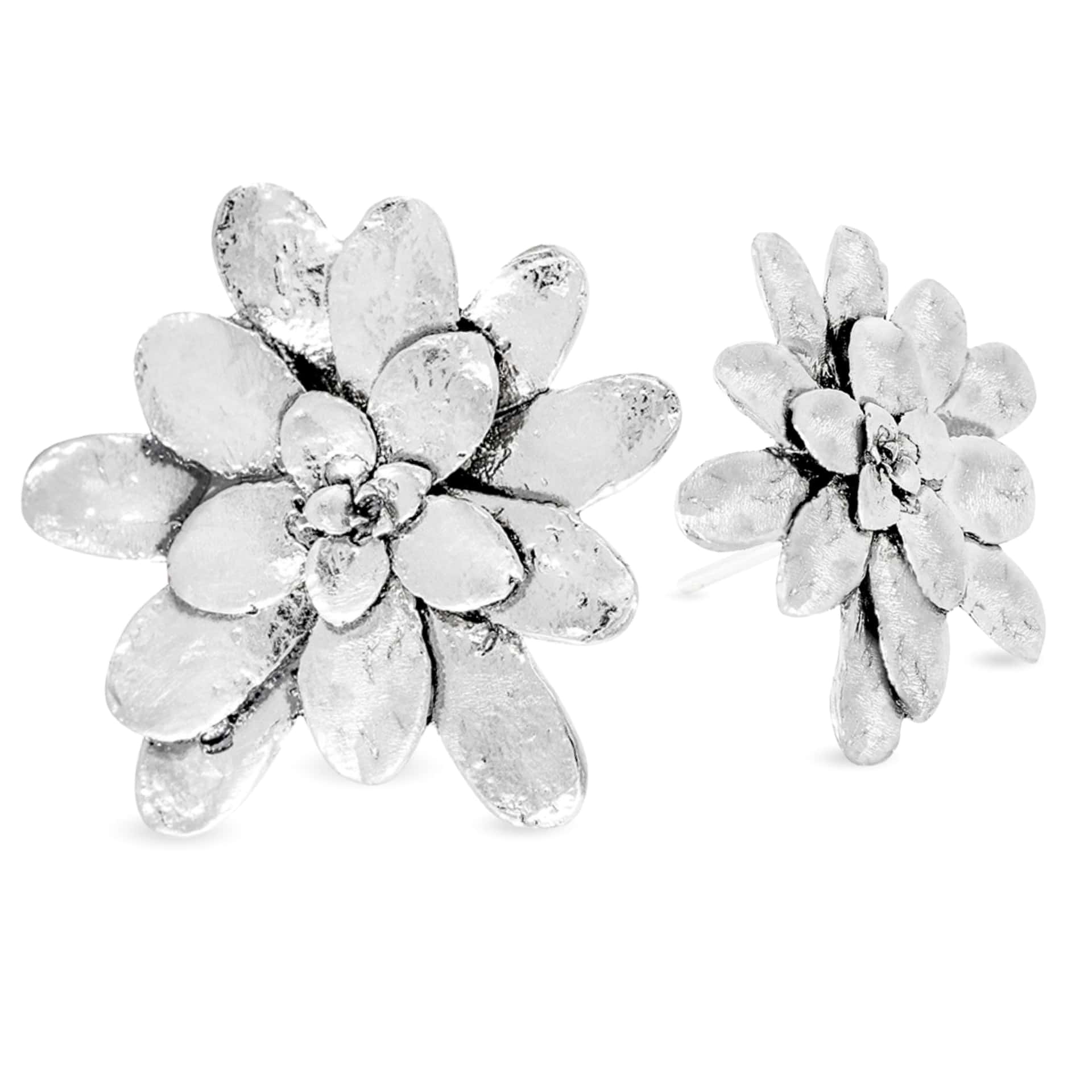 Aretes suculenta Lina en plata envejecida
