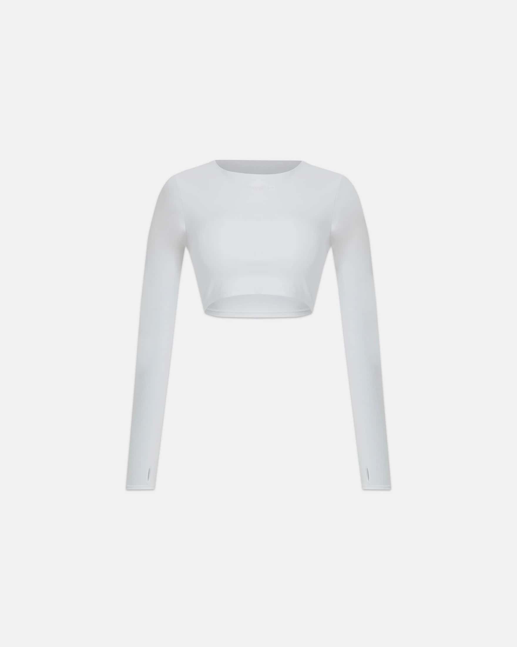 Line Basic Long Sleeve Cropped Tshirt White