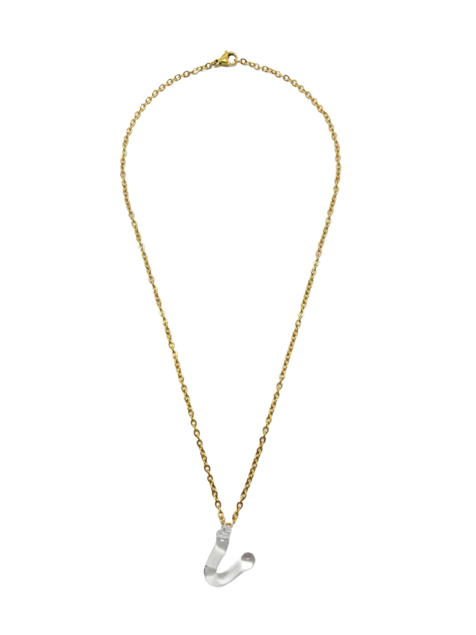 clear glass necklace 1 letter - miniatura 26