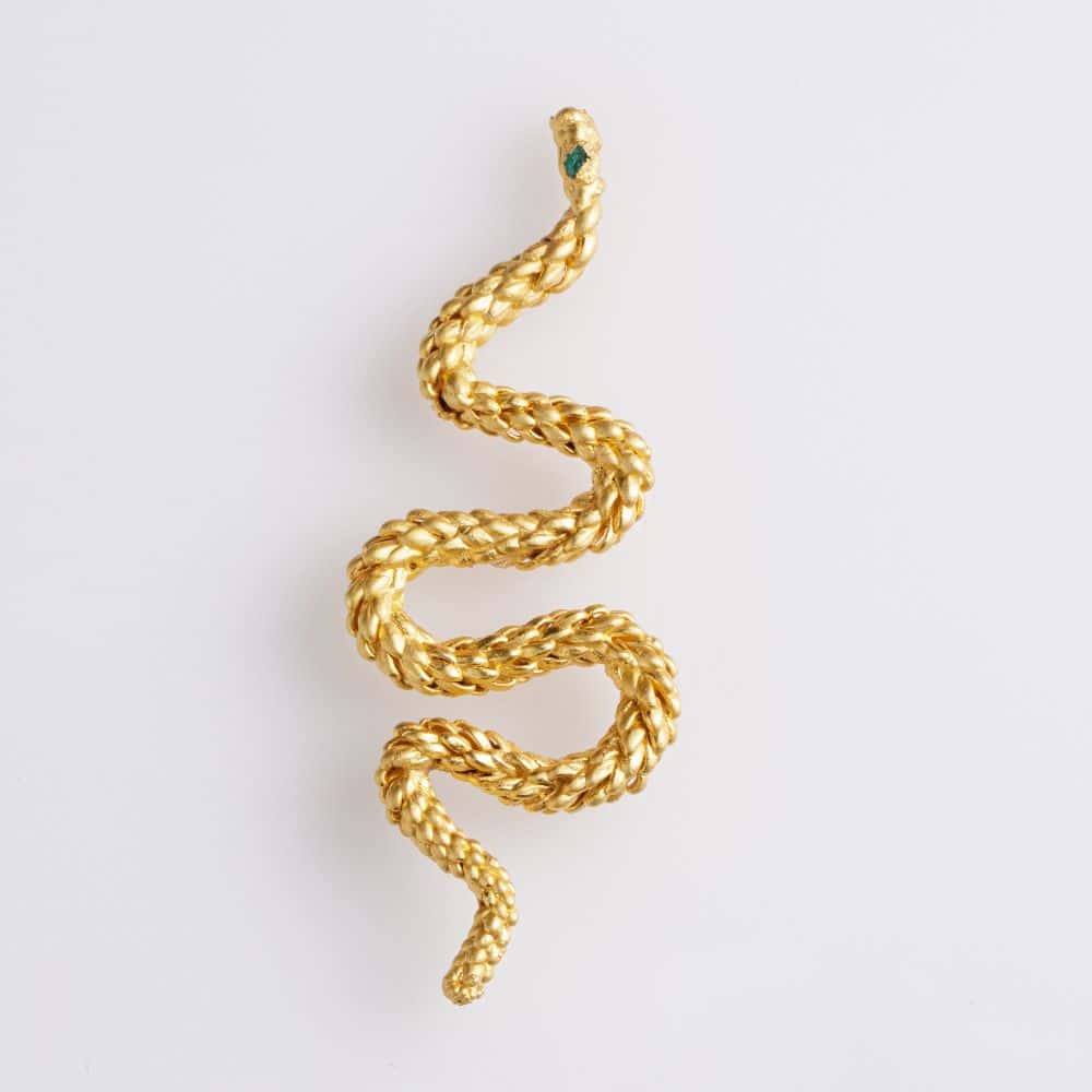 Araucaria Snake and Rough Emerald Pin