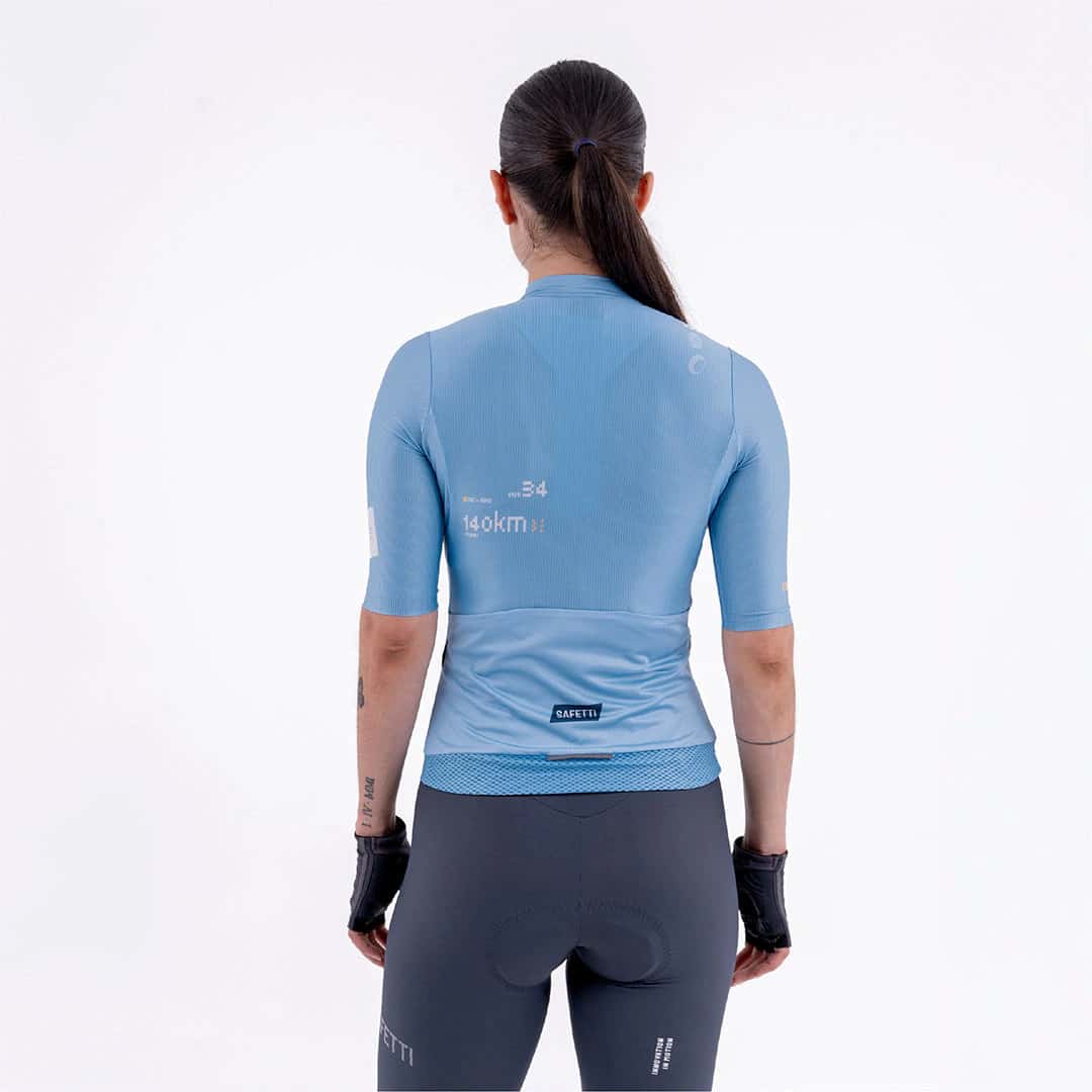 CAMISA CICLISMO MANGA CORTA SOLID BLU AURA PARA MUJER - miniatura 2