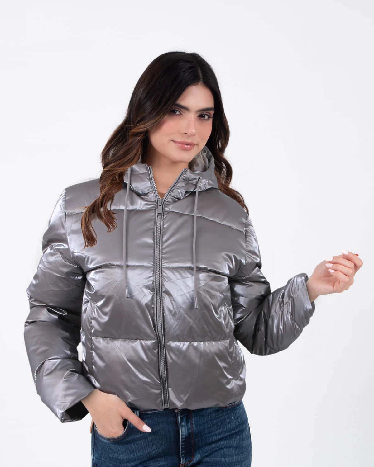 Chaqueta bomber gris para mujer