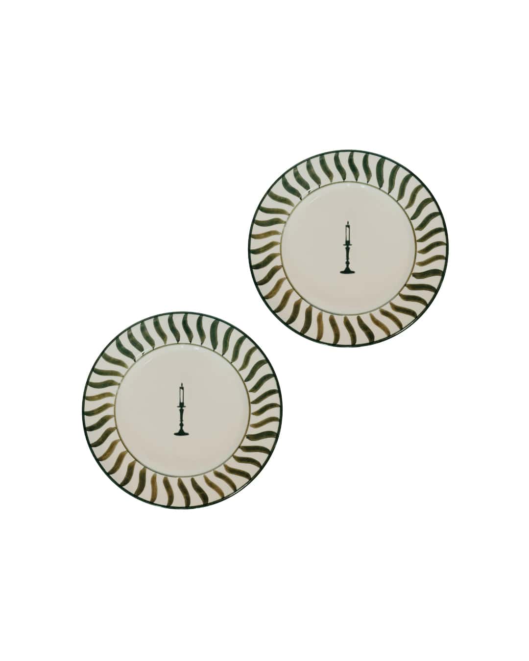 SET X 2 DESSERT PLATE CANDLE - GREEN