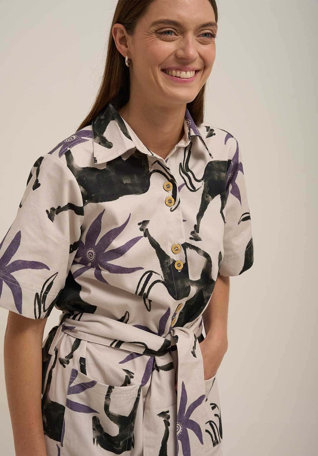 Vestido Camisero Estela Lila - miniatura 3