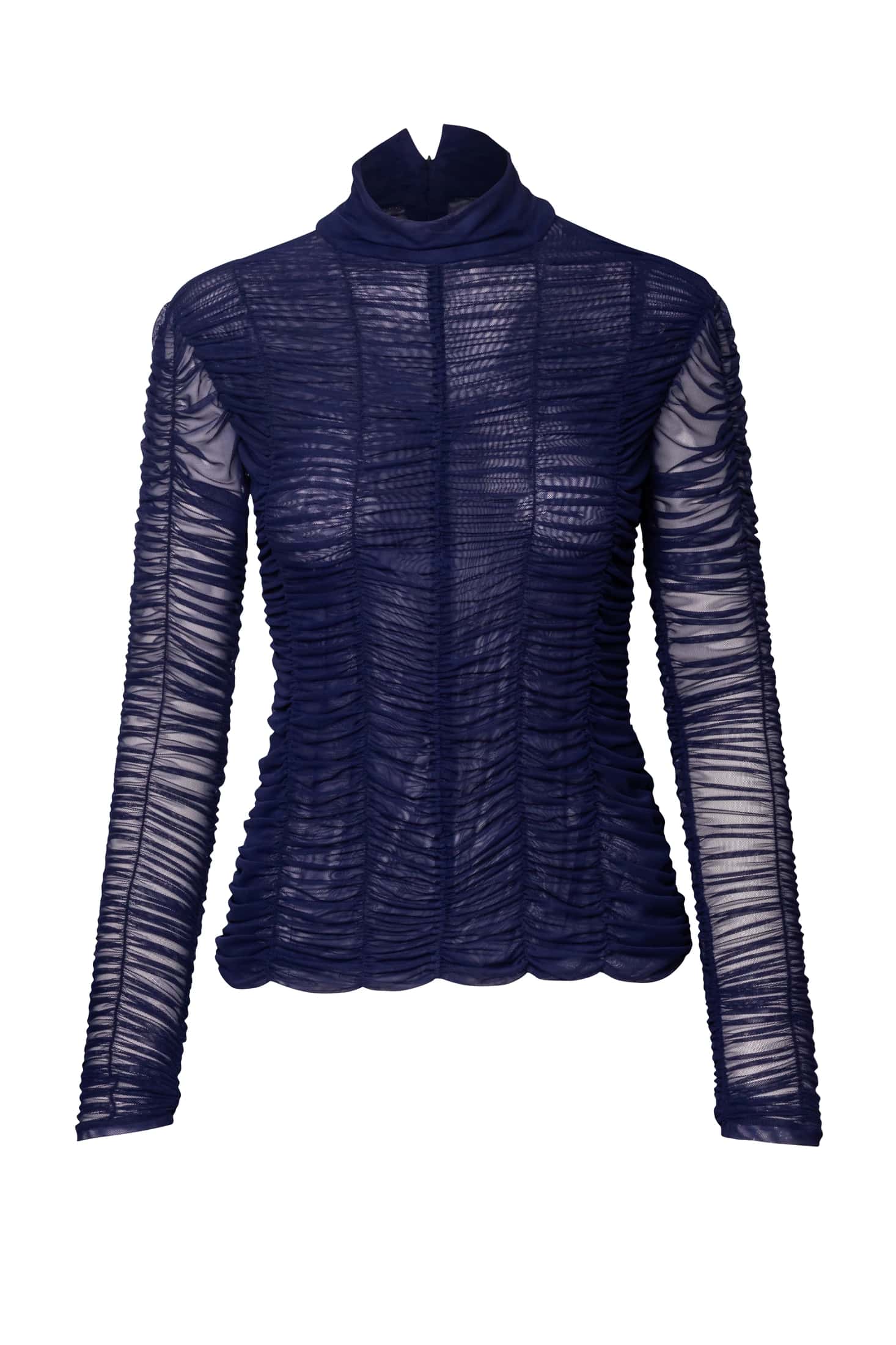 Ruched Tulle Turtleneck Top - miniatura 2